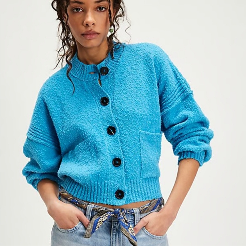 Free People Blue Button-Up Cardigan - Picture 2 of 2